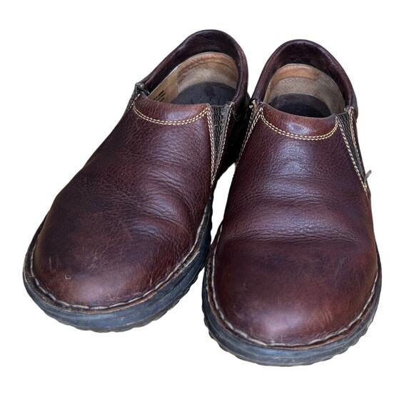 Born Womens W6542 Brown Leather Round Toe Comfort Slip On Clog Shoes Size 7.5 M - Picture 2 of 7
